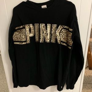 Love pink black long sleeve shirt size small